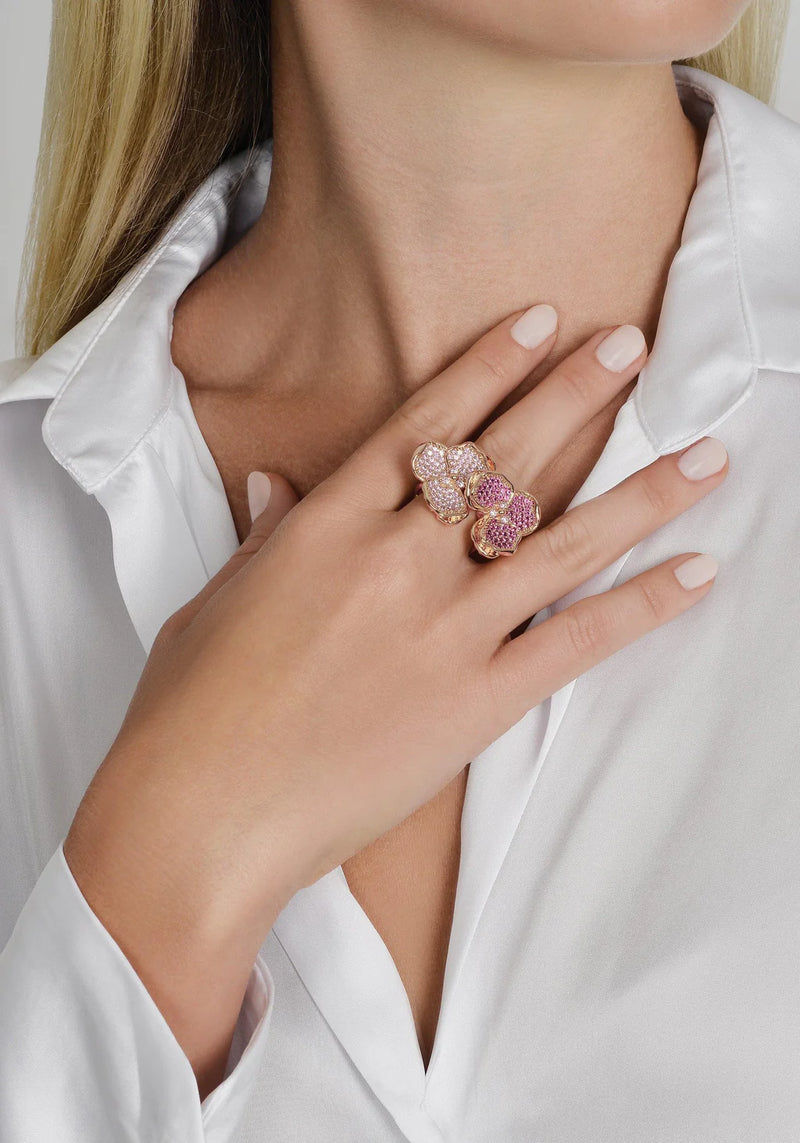 Orchid Double Pink Pavé Ring