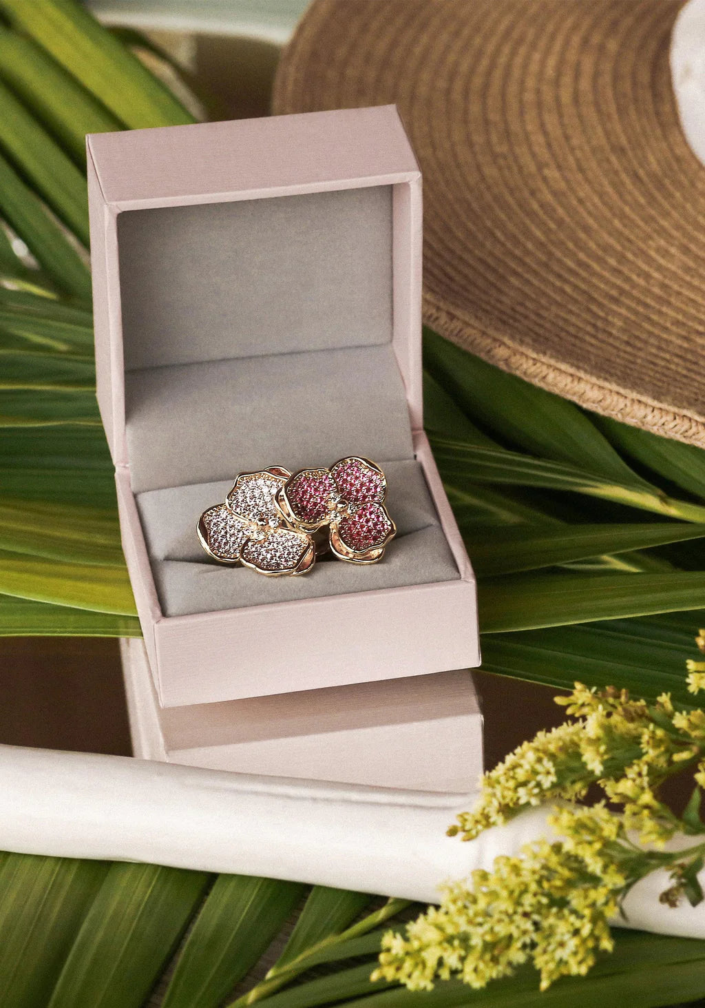 Orchid Double Pink Pavé Ring
