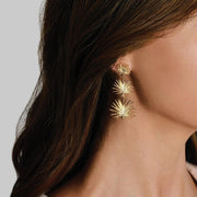 Triple Fan Palm Dangle Earrings