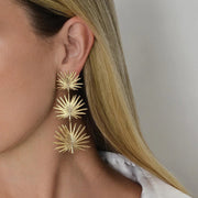 Triple Fan Palm Dangle Earrings