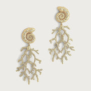 Shell with Coral Drop Earrings