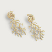 Shell with Coral Drop Earrings