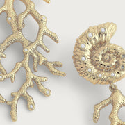 Shell with Coral Drop Earrings