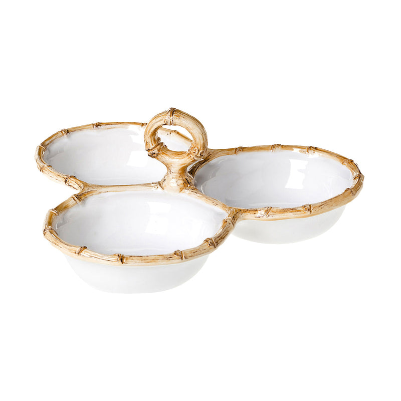 Bamboo 9" Triple Bowl Server