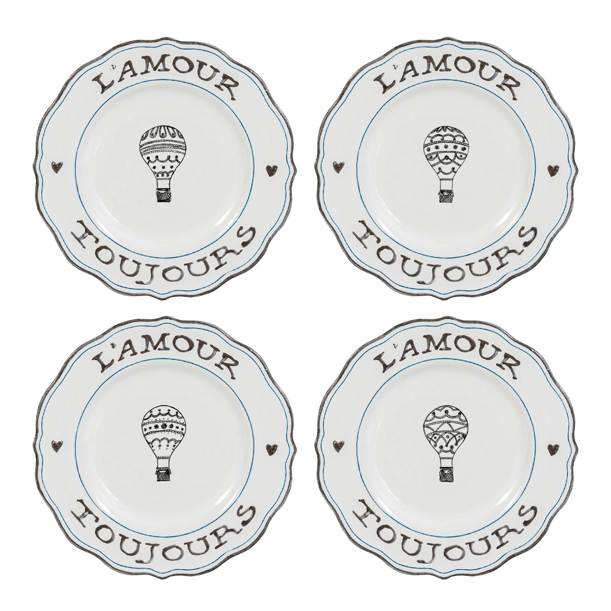 L'Amour Toujours Dessert/Salad Plates, Assorted set of 4