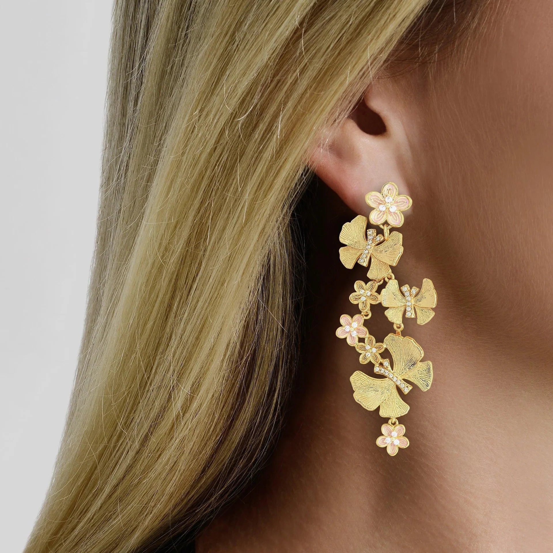 Butterfly With Flowers Dangle Earrings