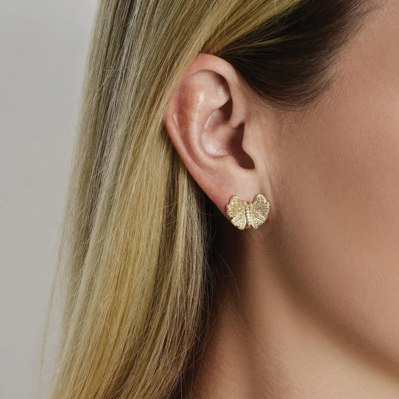 Butterfly Stud Gold Earrings
