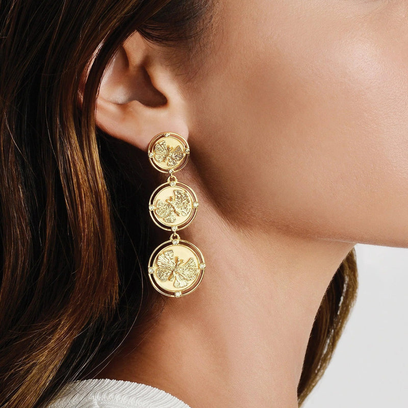Butterfly Coin Drop Earrings