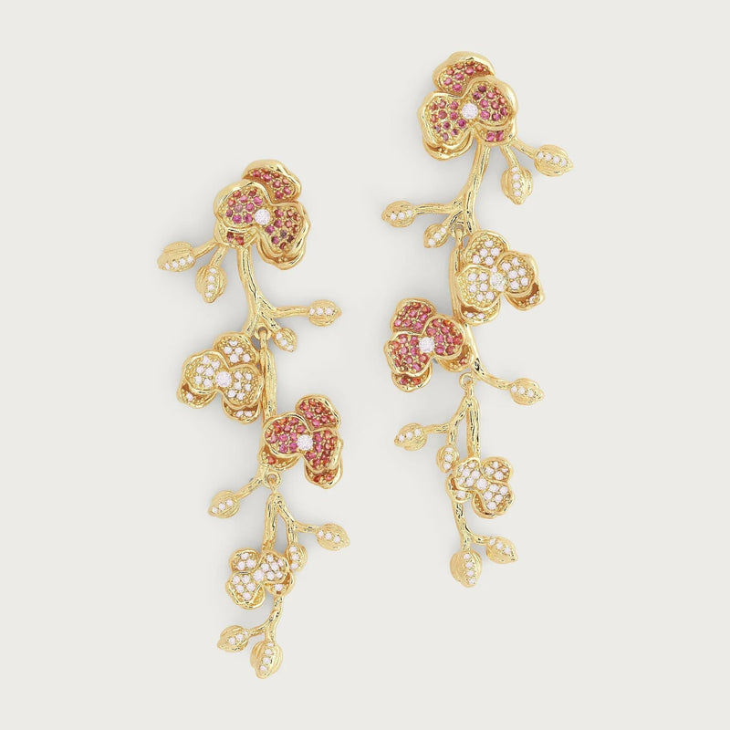 Orchid Pavé Dangle Earrings