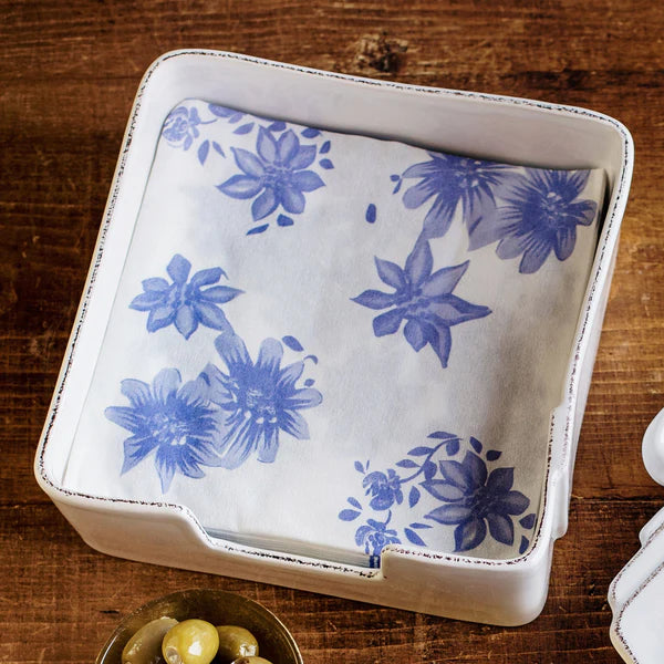 Papersoft Napkins Blue and White Floral Dinner Napkins, Pack of 20