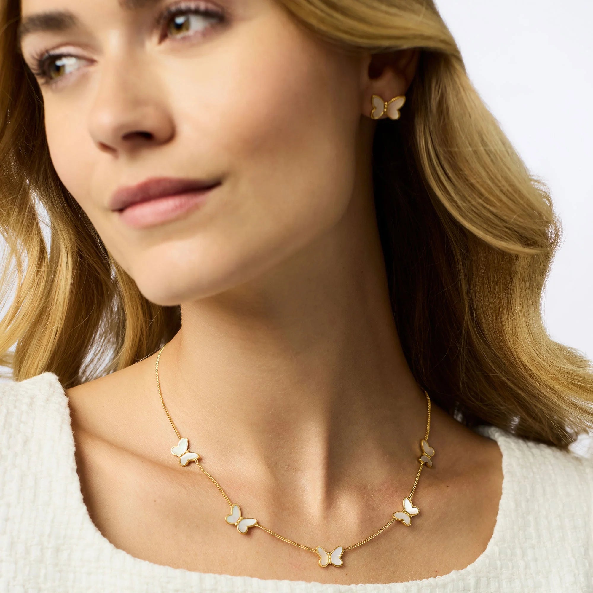 Papillon Gold Delicate Station Necklace