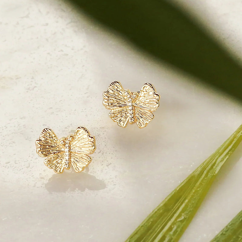 Butterfly Stud Gold Earrings