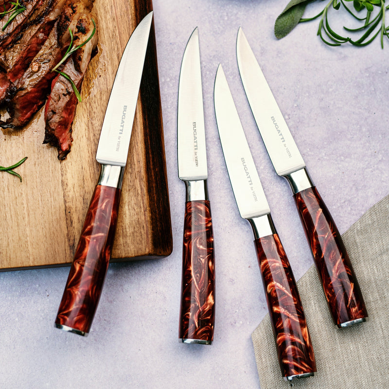 Coltelli Brown Marbled Steak Knives, Set of 4